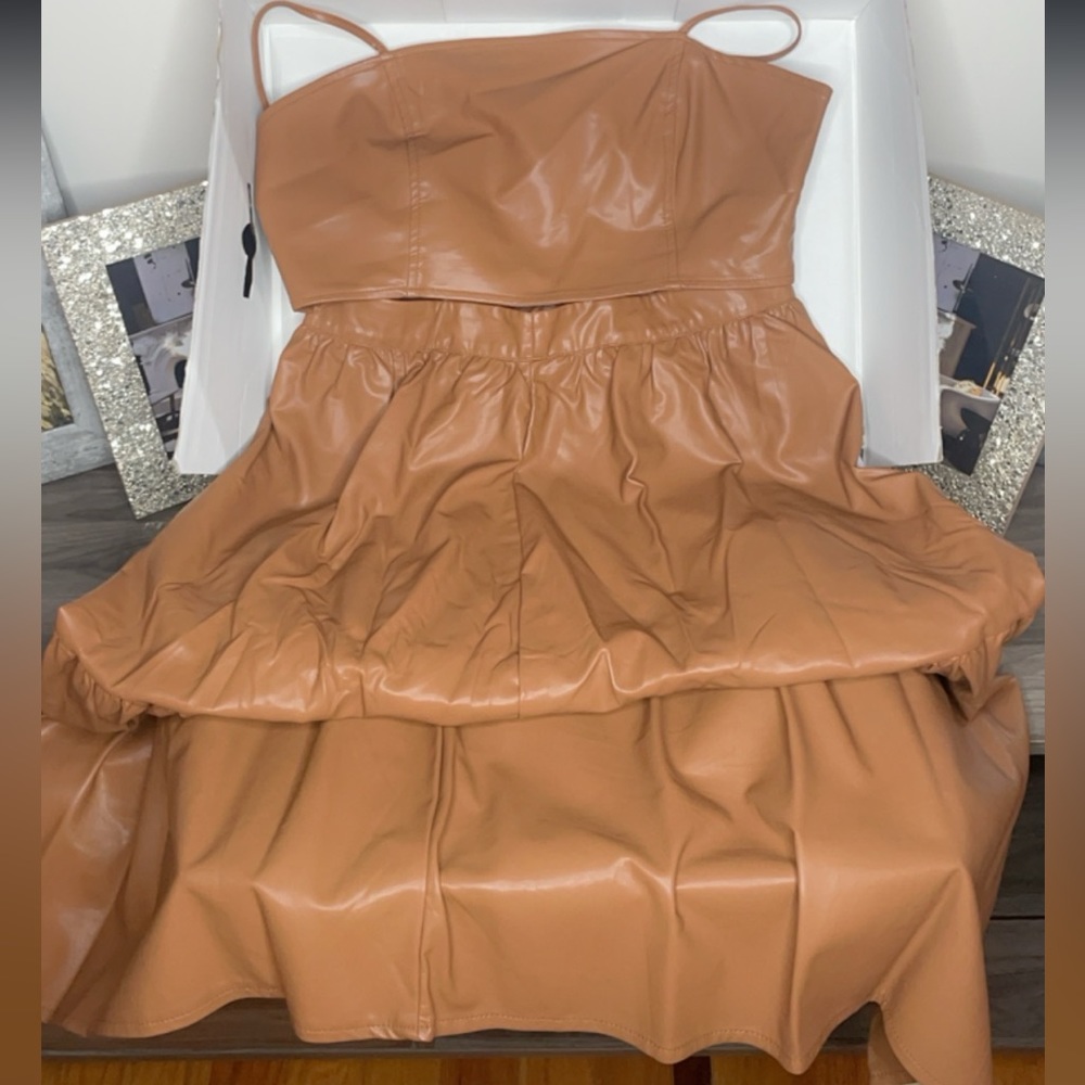 Two piece vegan faux leather set